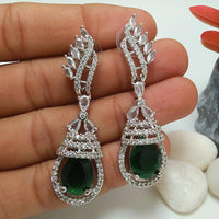 Manisha Jewellery Silver Plated American Diamond Dangler Earrings