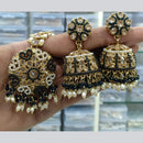 Manisha Jewellery Gold Plated Crystal Stone And Beads Jhumki Earrings With Maangtikka
