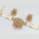 Manisha Jewellery Gold Plated Pota Stone And Pearls Choker Necklace Set