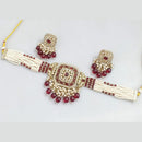 Manisha Jewellery Gold Plated Pota Stone And Pearls Choker Necklace Set