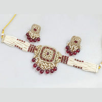 Manisha Jewellery Gold Plated Pota Stone And Pearls Choker Necklace Set