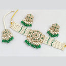 Manisha Jewellery Gold Plated Pota Stone And Pearls Choker Necklace Set
