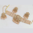Manisha Jewellery Gold Plated Pota Stone And Pearls Choker Necklace Set