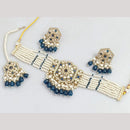 Manisha Jewellery Gold Plated Pota Stone And Pearls Choker Necklace Set