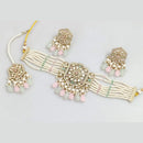 Manisha Jewellery Gold Plated Pota Stone And Pearls Choker Necklace Set