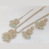 Manisha Jewellery Gold Plated Crystal Stone And Pearls Long Necklace Set