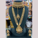 Manisha Jewellery Gold Plated Pota Stone And Pearl Double Necklace Set