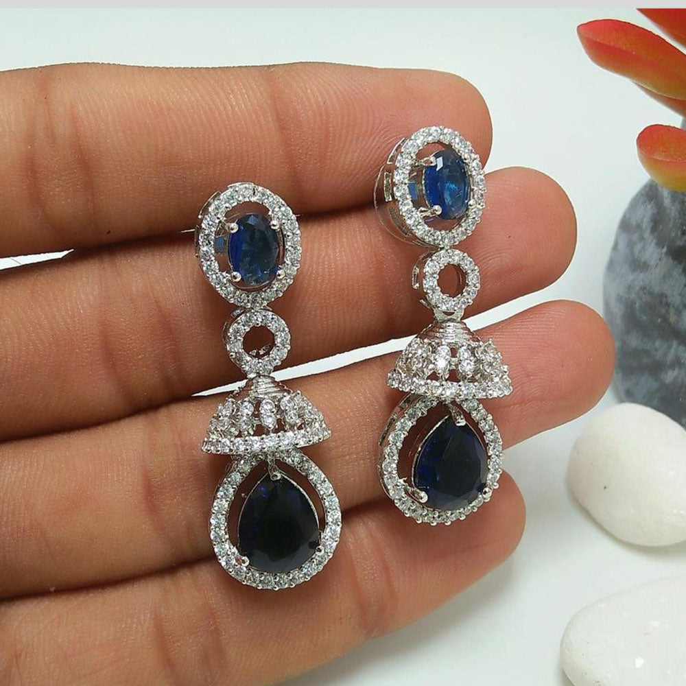 Manisha Jewellery Silver Plated AD Stone Jhumki Earrings