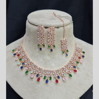 Manisha Jewellery Rose Gold Plated American Diamond Necklace Set