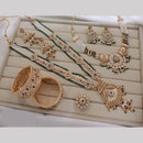 Manisha Jewellery Gold Plated Kundan Stone And Pearls Meenakari Combo set