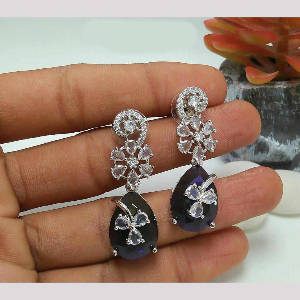 Manisha Jewellery Silver Plated American Diamond Dangler Earrings