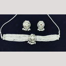 Manisha Jewellery Silver Plated Mirror And Pearl Choker Necklace Set