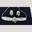 Manisha Jewellery Silver Plated Mirror And Pearl Choker Necklace Set