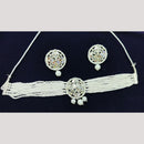 Manisha Jewellery Silver Plated Mirror And Pearl Choker Necklace Set