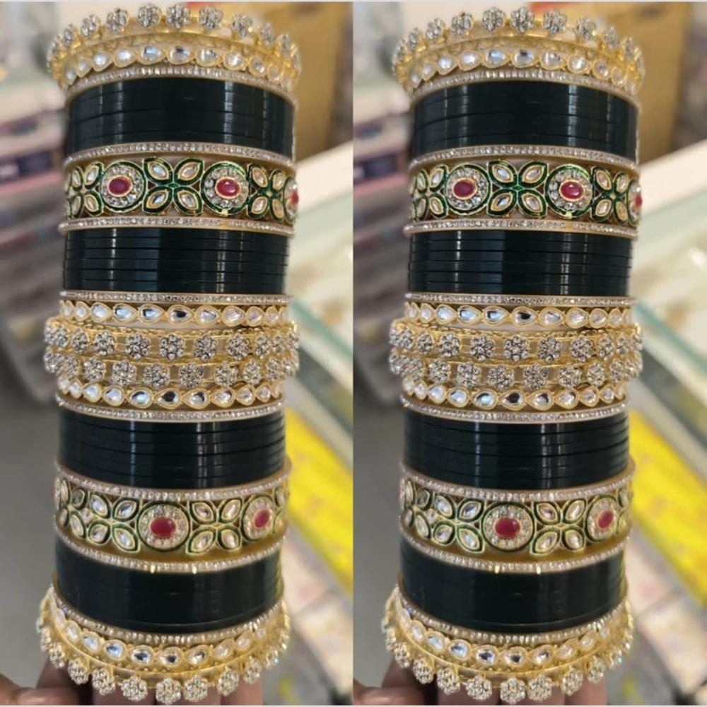 Manisha Jewellery Gold Plated Kundan Stone Acrylic Bridal Bangles Set