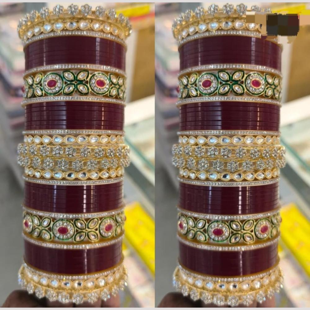Manisha Jewellery Gold Plated Kundan Stone Acrylic Bridal Bangles Set