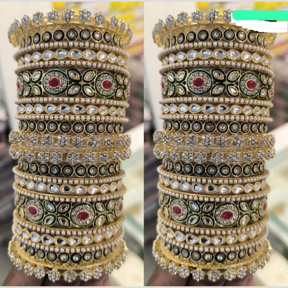 Manisha Jewellery Gold Plated Kundan Stone Bridal Bangles Set