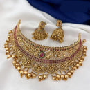 Manisha Jewellery Gold Plated Pota Stone And Beads Choker Necklace Set