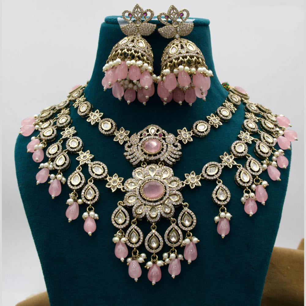 Manisha Jewellery Gold Plated Polki Kundan And Beads Necklace Set