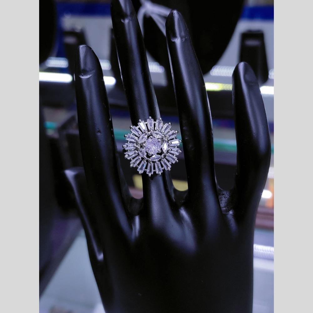 Manisha Jewellery  Elegant Silver-Plated American Diamond Ring for Women