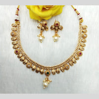 Manisha Jewellery Gold Plated Pota Stone And Pearl Necklace Set