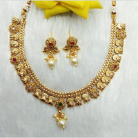 Manisha Jewellery Gold Plated Pota Stone And Pearl Necklace Set