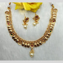 Manisha Jewellery Gold Plated Pota Stone And Pearl Necklace Set