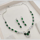 Manisha Jewellery Silver Plated American Diamonds Necklace Set