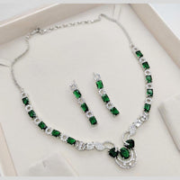 Manisha Jewellery Silver Plated American Diamonds Necklace Set