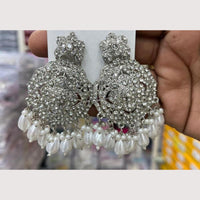 Manisha Jewellery Rhodium Plated Shiny Austrian Stone And Pearl Dangler Earrings