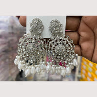 Manisha Jewellery Rhodium Plated Shiny Austrian Stone And Pearl Dangler Earrings