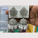 Manisha Jewellery Rhodium Plated Shiny Austrian Stone And Pearl Jhumki Earrings