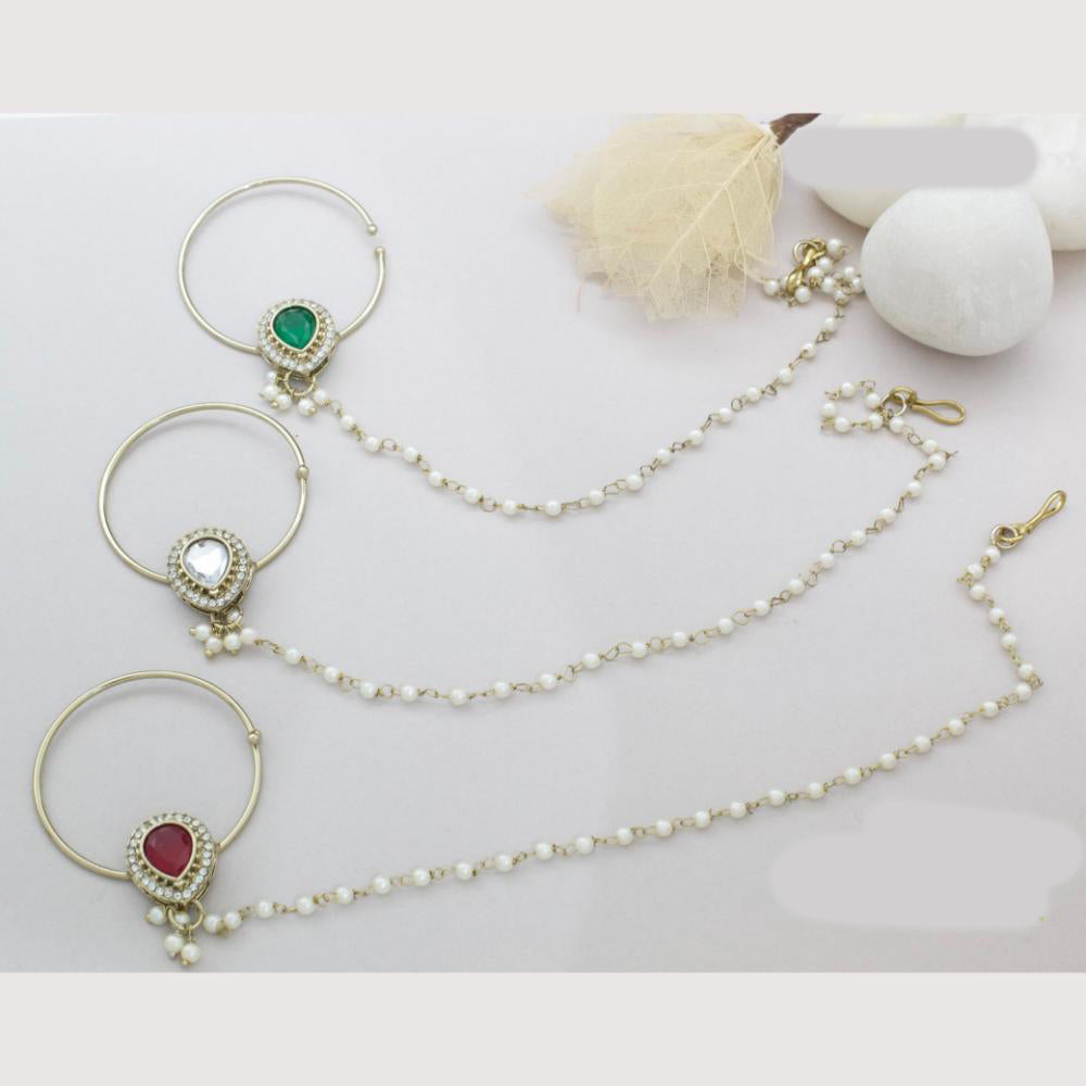 Manisha Jewellery Designer Austrian And Pearl Nose Ring