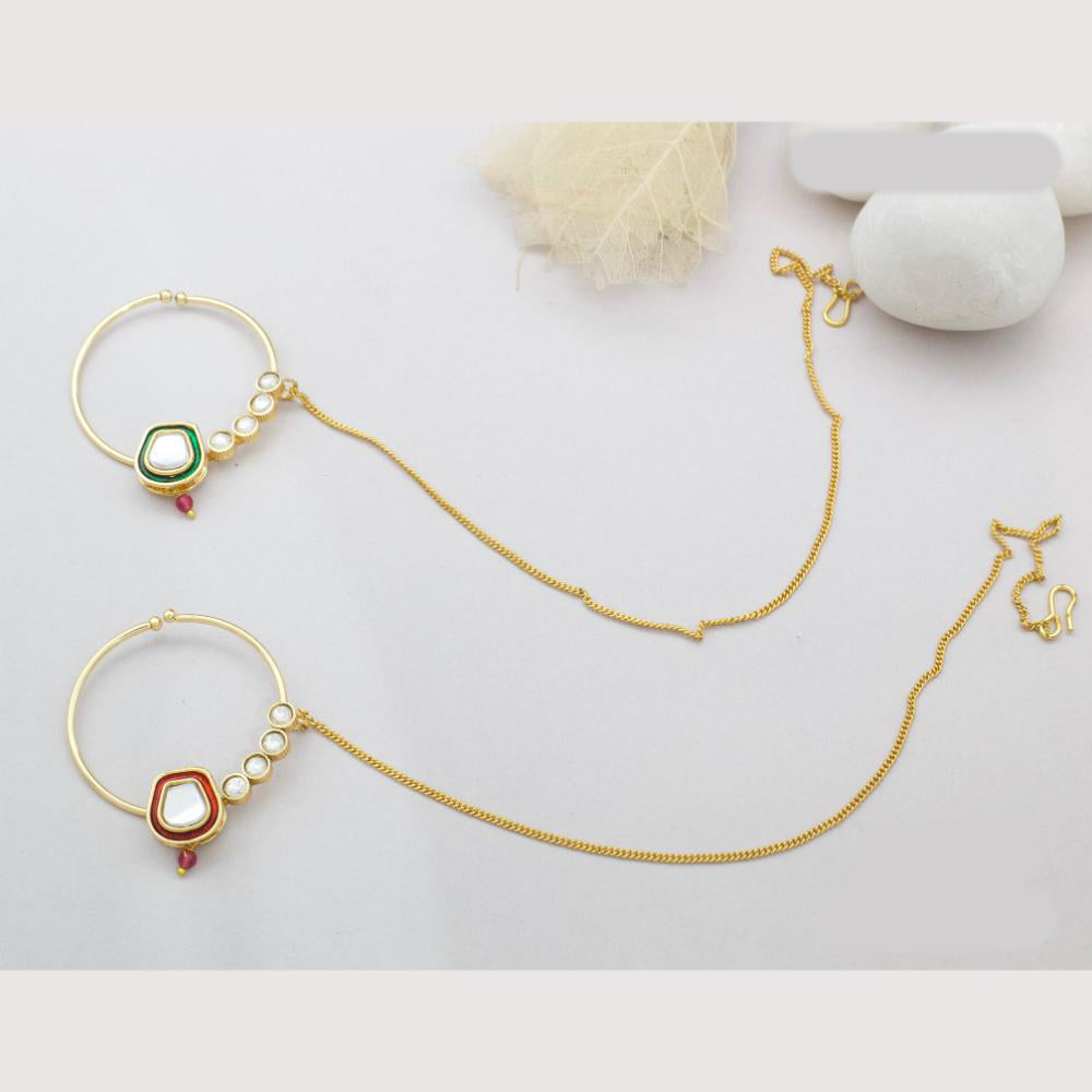Manisha Jewellery Designer Kundan And Pearl Nose Ring