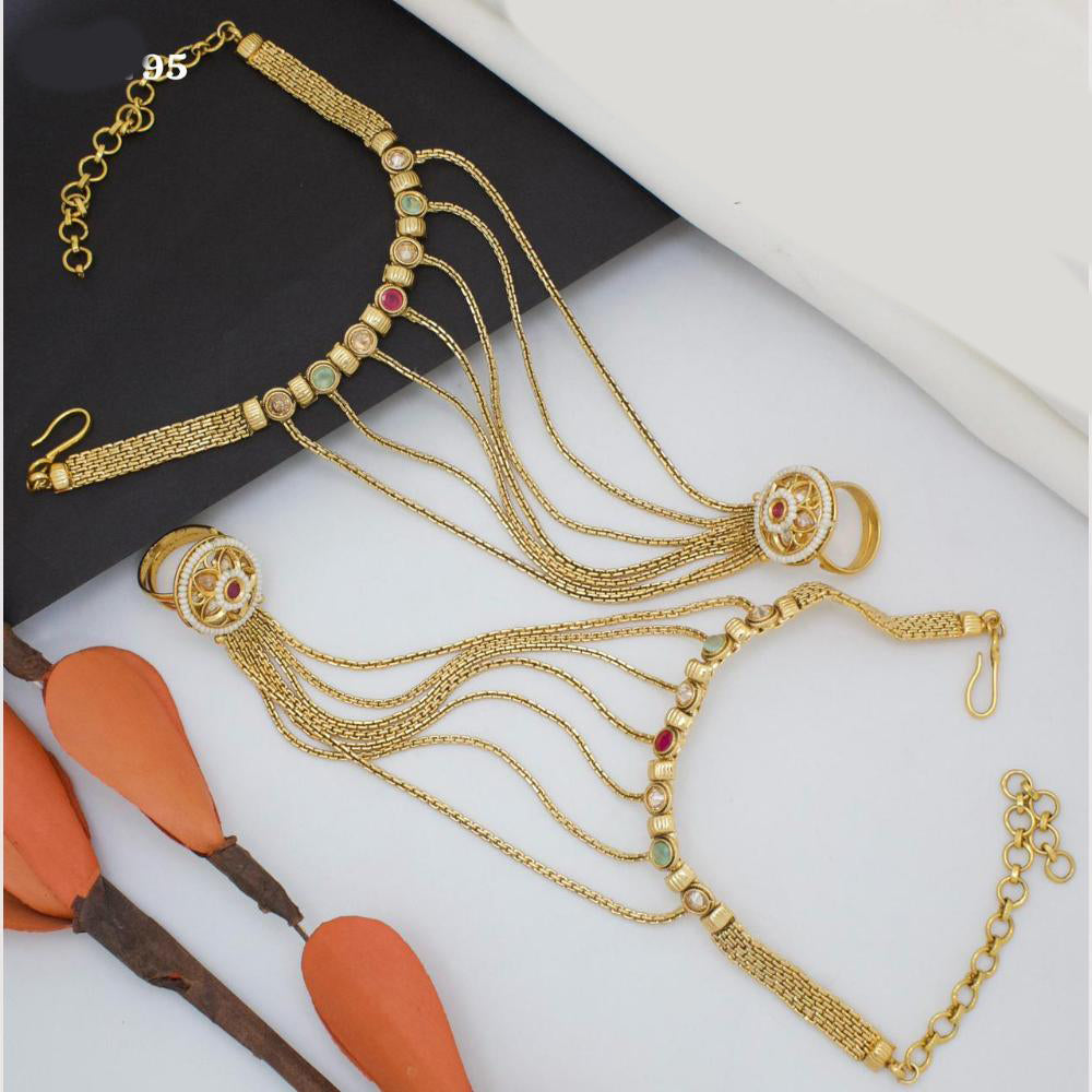 Manisha Jewellery Classic Traditional Pota And Pearl Hand Harness