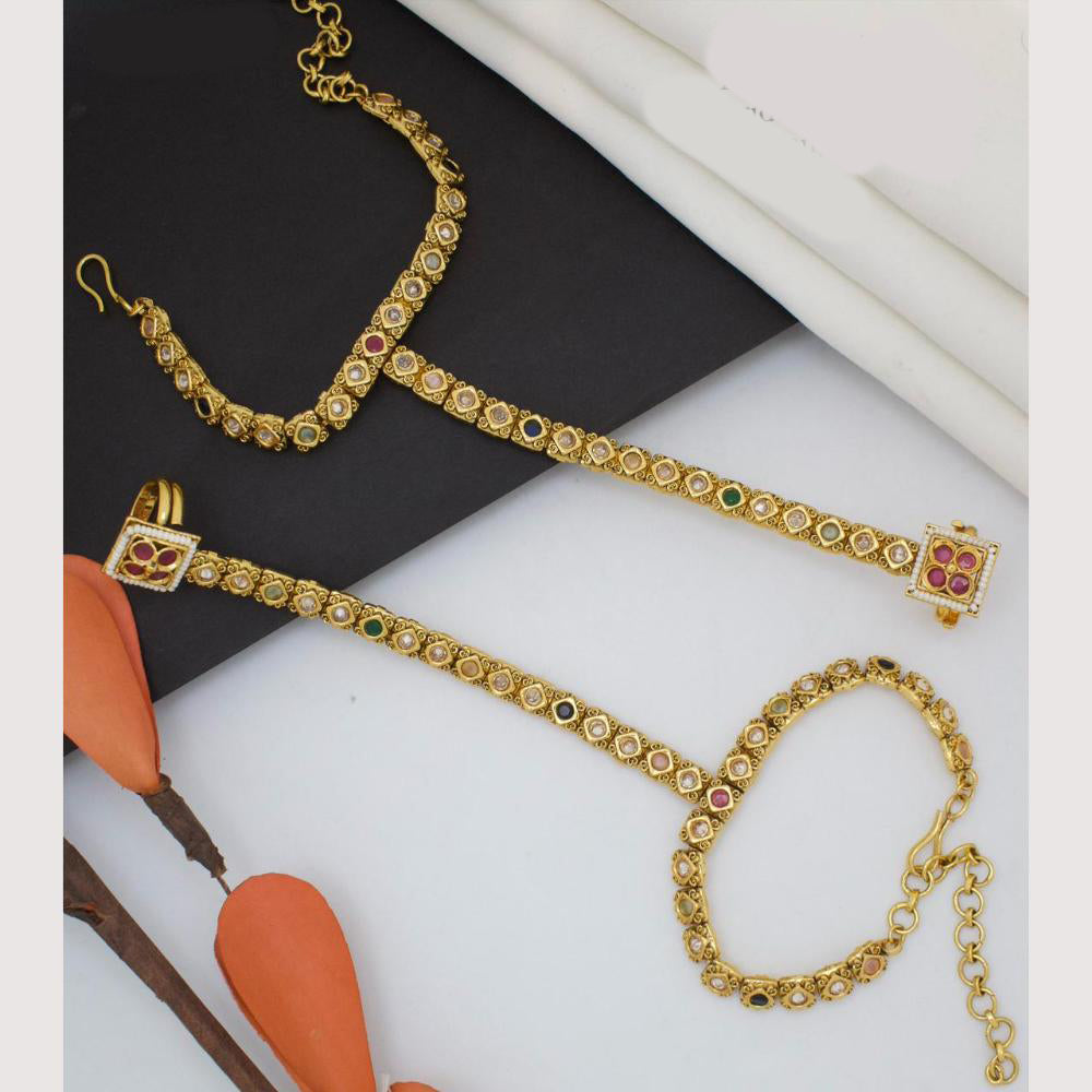 Manisha Jewellery Classic Traditional Pota And Pearl Hand Harness