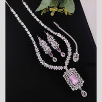 Manisha Jewellery American Diamond Necklace Set with Teardrop Earrings