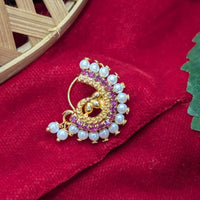 Manisha Jewellery Austrian and Pearl Nath – Traditional Maharashtrian Bridal Nose Ring