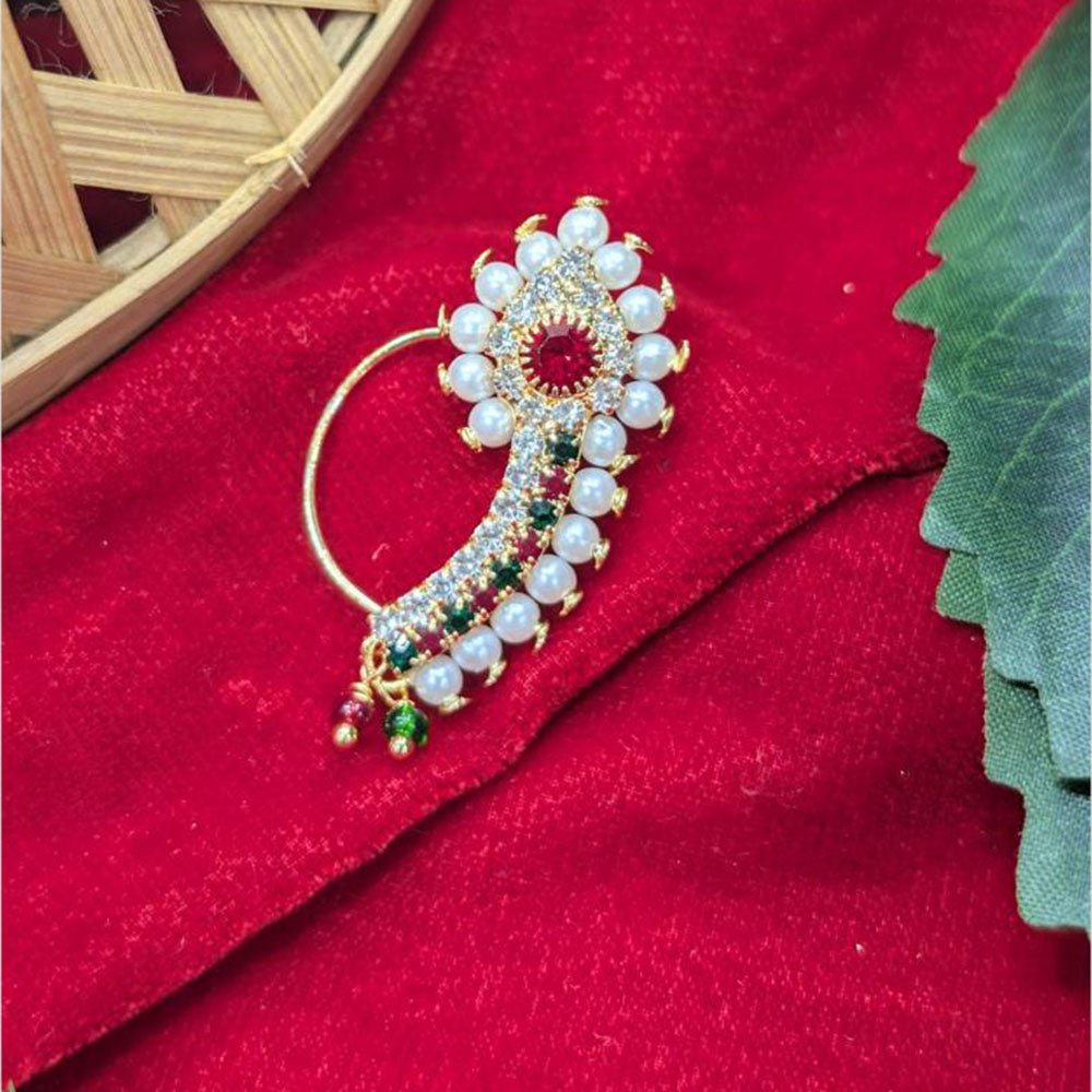Manisha Jewellery Austrian and Pearl – Traditional Maharashtrian Bridal Nath