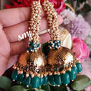 Manisha Jewellery Antique Finish Gold Dome Jhumka with Beads and Pearl Cluster Drops