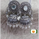 Manisha Jewellery Antique Jhumka Earrings with Pearl Beads and Floral Engraving
