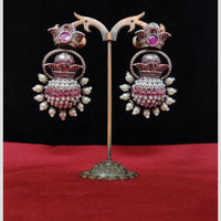 Manisha Jewellery Designer Oxidised Plated Pearl And Temple Art Dangler Earrings