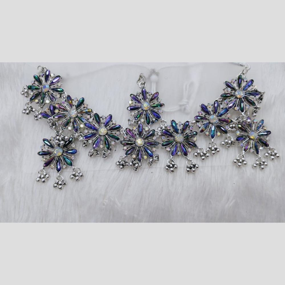 Manisha Jewellery Oxidised Plated Premium Rhinestone  Necklace Set