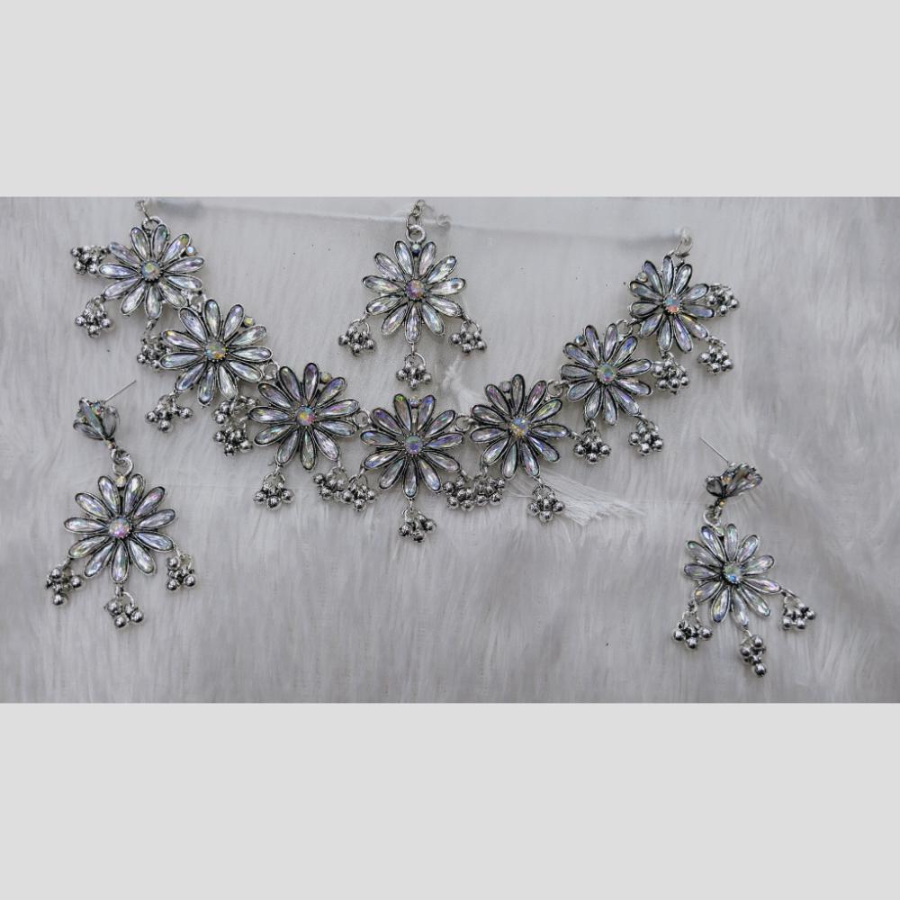Manisha Jewellery Oxidised Plated Premium Rhinestone  Necklace Set