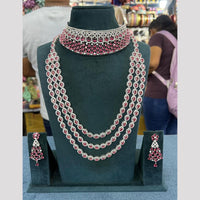 Manisha Jewellery American Diamond Royal Allure Emerald Layered Necklace Set