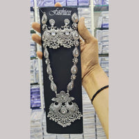 Manisha Jewellery Elegant Oxidised Plated Kundan Long Oxidised Necklace Set