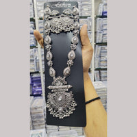 Manisha Jewellery Elegant Oxidised Plated Kundan Long Oxidised Necklace Set
