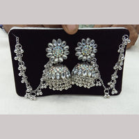 Manisha Jewellery Oxidised Plated Crystal Stone Jhumki Earrings with Maangtikka