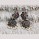Manisha Jewellery Elegant Oxidised Plated Pota Stone And Pearl Jhumki Earrings