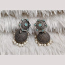 Manisha Jewellery Elegant Oxidised Plated Pota Stone And Pearl Jhumki Earrings